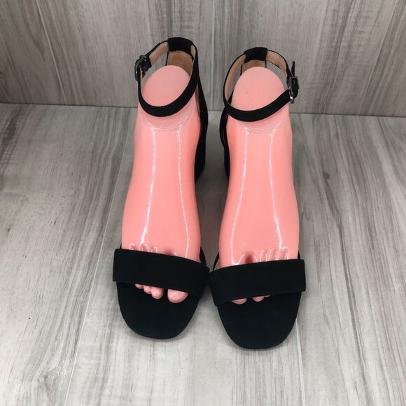 Antonio Melani Sandals Womens 8.5M Odella Black Suede Buckle Ankle Strap Heeled - Picture 8 of 13